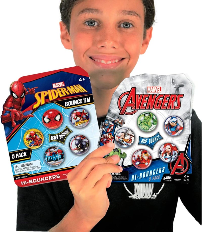 Ja-Ru Marvel Avengers & Spiderman Small Bouncy Balls for Kids (8 Pack, 5 Balls Each) Super Hero Rubber Bouncing Balls. Goodie Bags Stuffers & Treasure Box Toys For Classroom. AB-6805-8 - Image 2